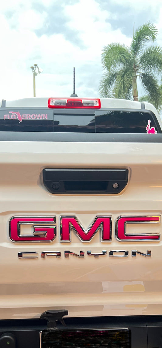 pink gmc canyon emblem overlay