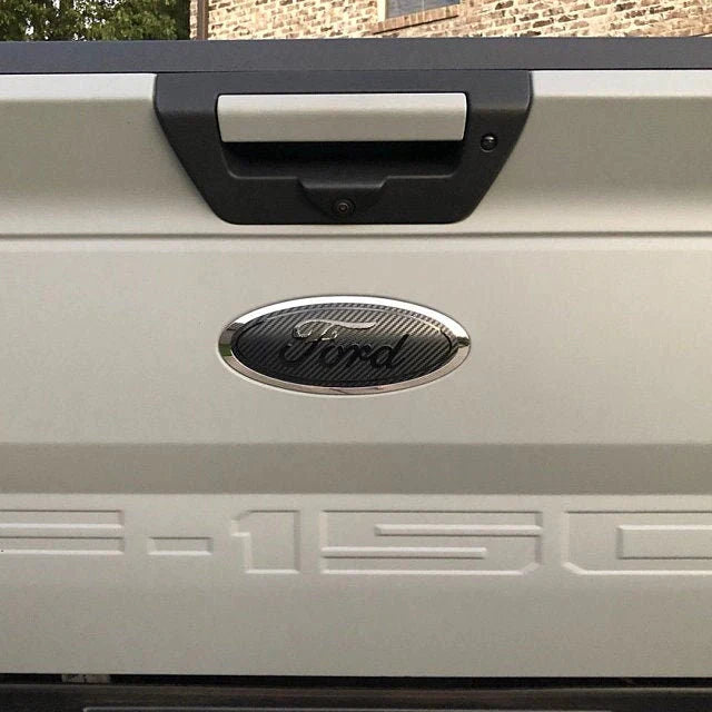 2009-2014 F150 Carbon Blackout Emblem Overlay DECALS Compatible with Ford F-150 | Front & Rear Set