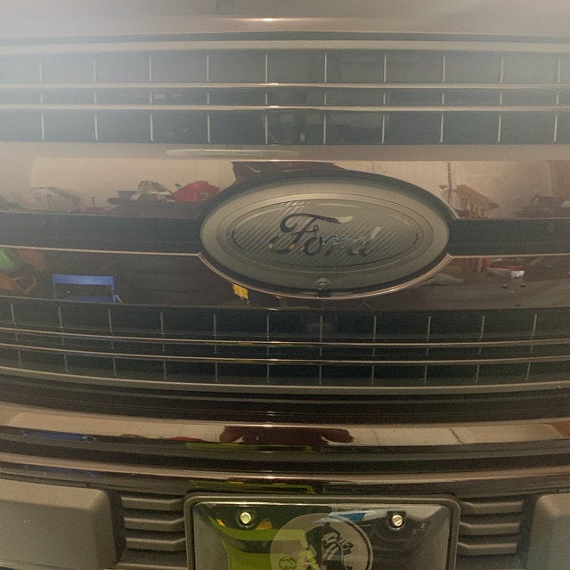 2015-2023 F150 Full Coverage Carbon Blackout Emblem Overlay DECALS Compatible with Ford F-150 | Front & Rear Set