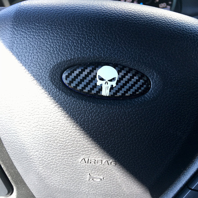 Punisher Skull Wheel Center Cap Overlay Decals – 2.5” Diameter, 5-Pack, Choose Colors