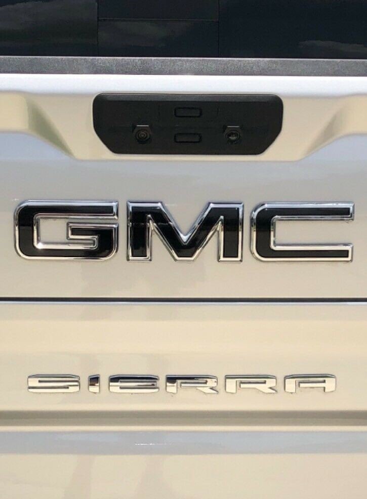 Sierra Precut Emblem Overlay DECALS Compatible With GMC Sierra | Gloss BLACK Front & Rear Set