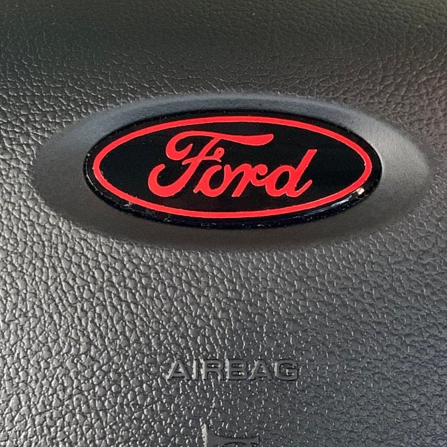 Black/Red Steering Wheel Vinyl Decal Compatible with Ford Airbag Emblem  Overlay Decal