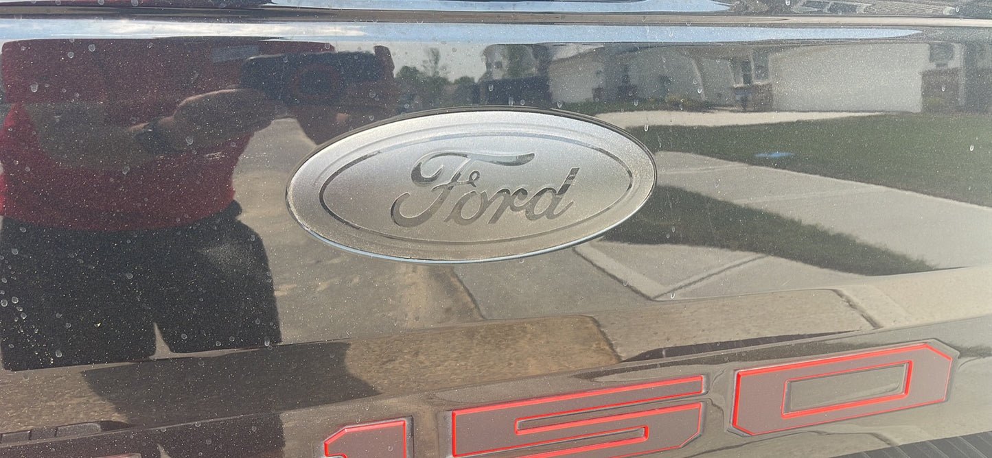 2015-2023 F150 Full Coverage BLACKOUT Emblem Overlay DECALS Compatible with Ford F-150 | Front & Rear Set