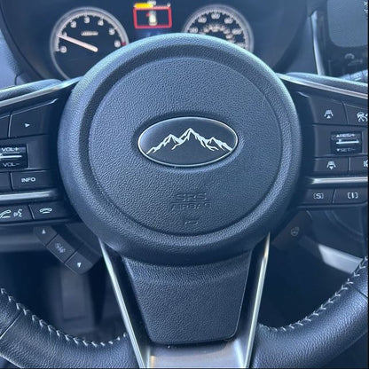 Steering Wheel Mountain Vinyl Decal Compatible with Subaru Airbag Emblem Overlay Decal | MANY COLORWAYS