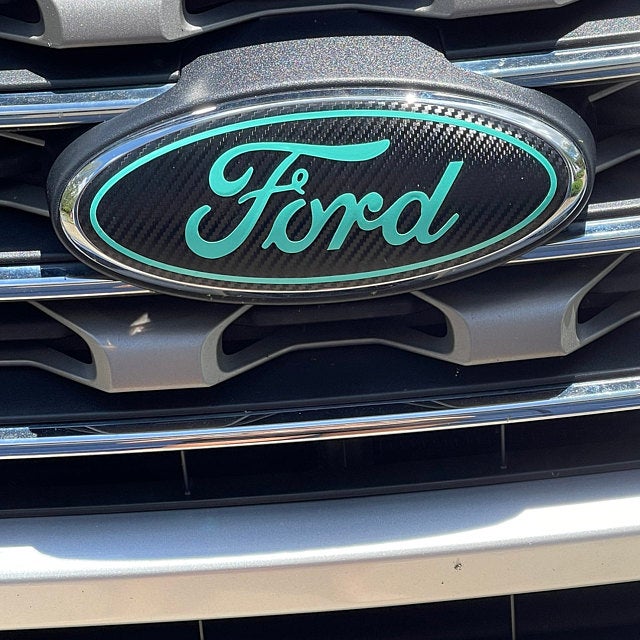 ford explorer teal and carbon fiber emblem overlay decal