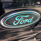 carbon and teal ford f150 emblem overlay