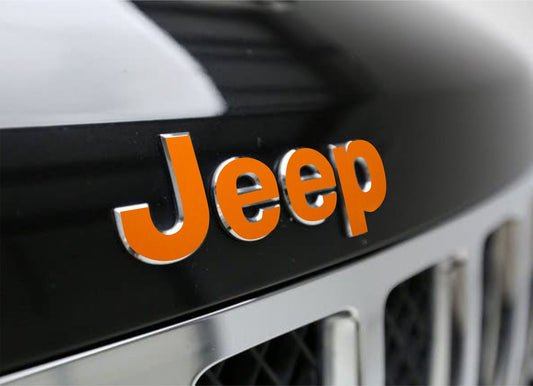 jeep wrangler jk front emblem overlay decal in orange
