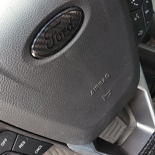 ford steering wheel carbon black logo overlay