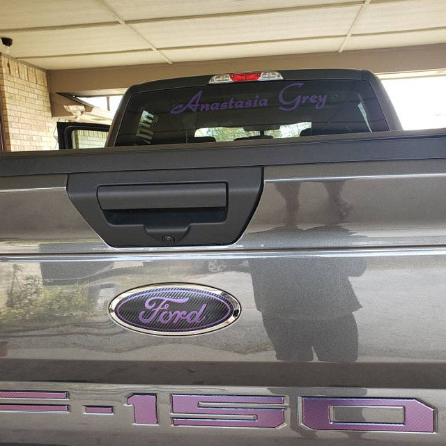 carbon and purple ford f150 emblem overlay