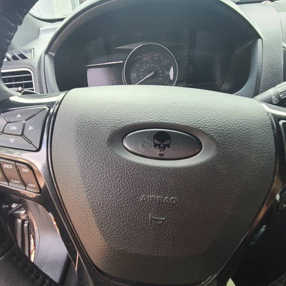 Punisher Skull Ford Steering Wheel Vinyl Decal Compatible with Ford Airbag Emblem Badge Overlay Decal