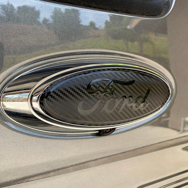 2009-2014 F150 Carbon Blackout Emblem Overlay DECALS Compatible with Ford F-150 | Front & Rear Set