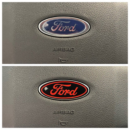 Black/Red Steering Wheel Vinyl Decal Compatible with Ford Airbag Emblem Overlay Decal