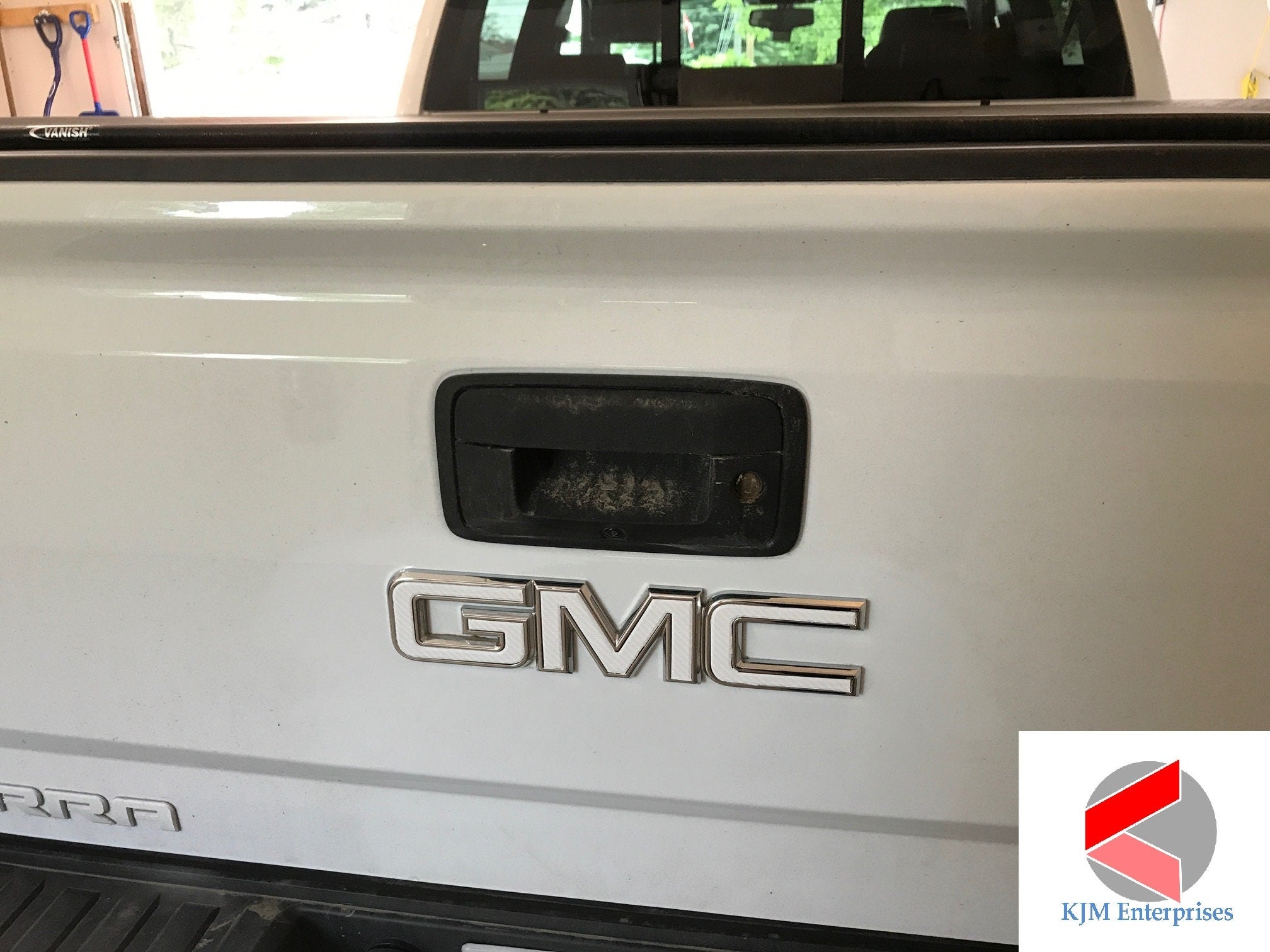 Sierra Precut Emblem Overlay DECALS Compatible With GMC Sierra | Gloss  WHITE Front & Rear Set