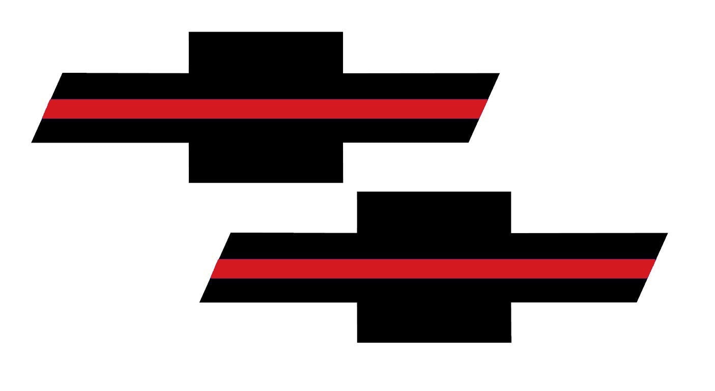 Precut Thin RED LINE Bowtie Emblem Overlay DECALS for Silverado Tahoe ...