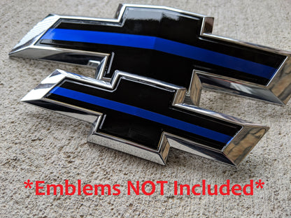 Precut BLUE LINE Bowtie DECALS For Chevy Silverado Tahoe Colorado Emblem