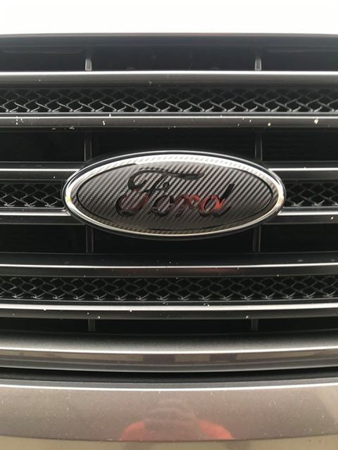 2009-2014 F150 Carbon Blackout Emblem Overlay DECALS Compatible with Ford F-150 | Front & Rear Set