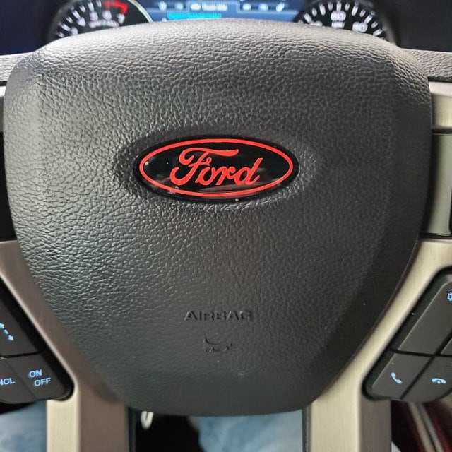 Black/Red Steering Wheel Vinyl Decal Compatible with Ford Air Bag Emblem Overlay Decal