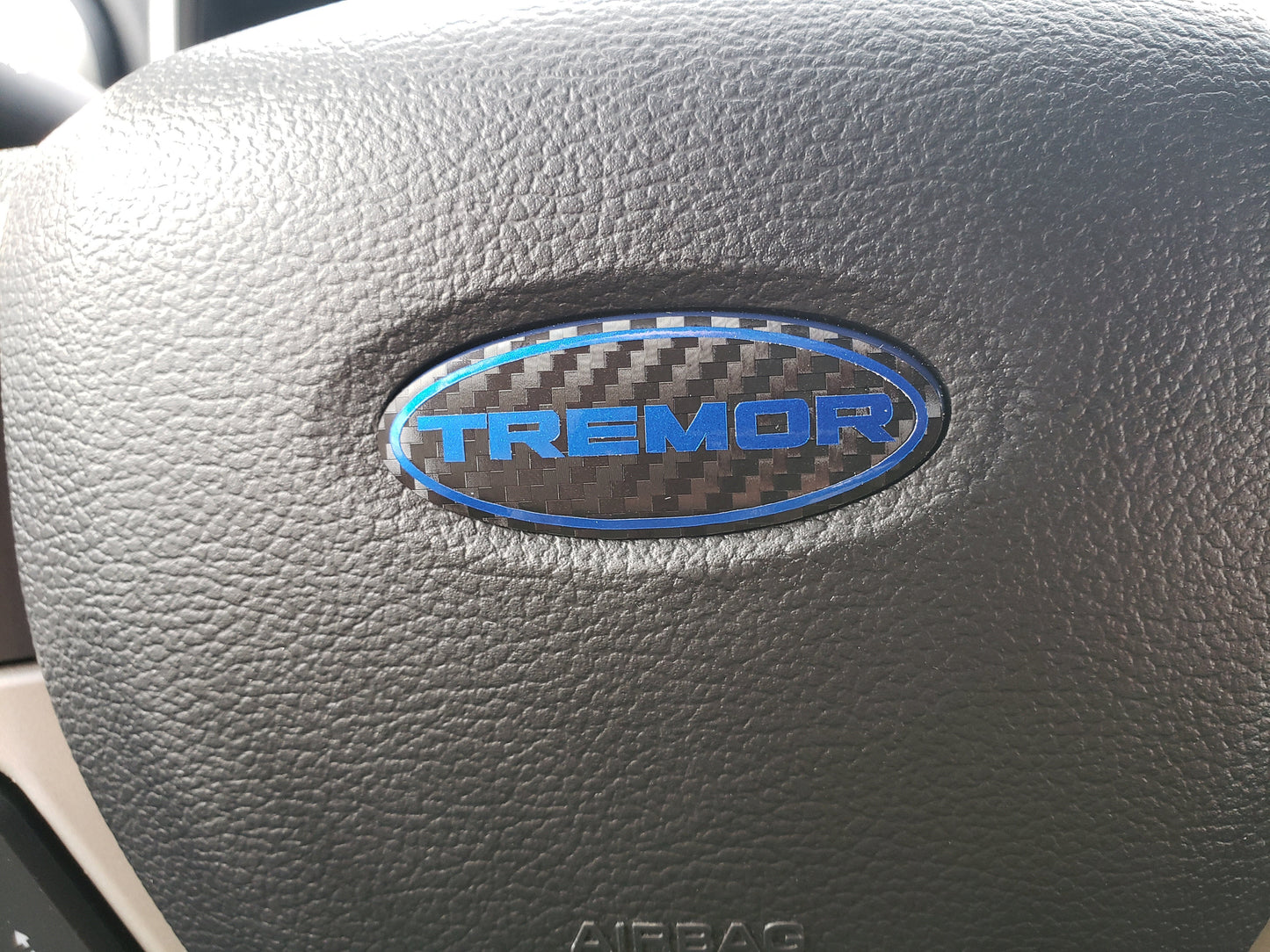 Tremor Steering Wheel Vinyl Decal Compatible with Ford Airbag Emblem Badge Overlay Decal